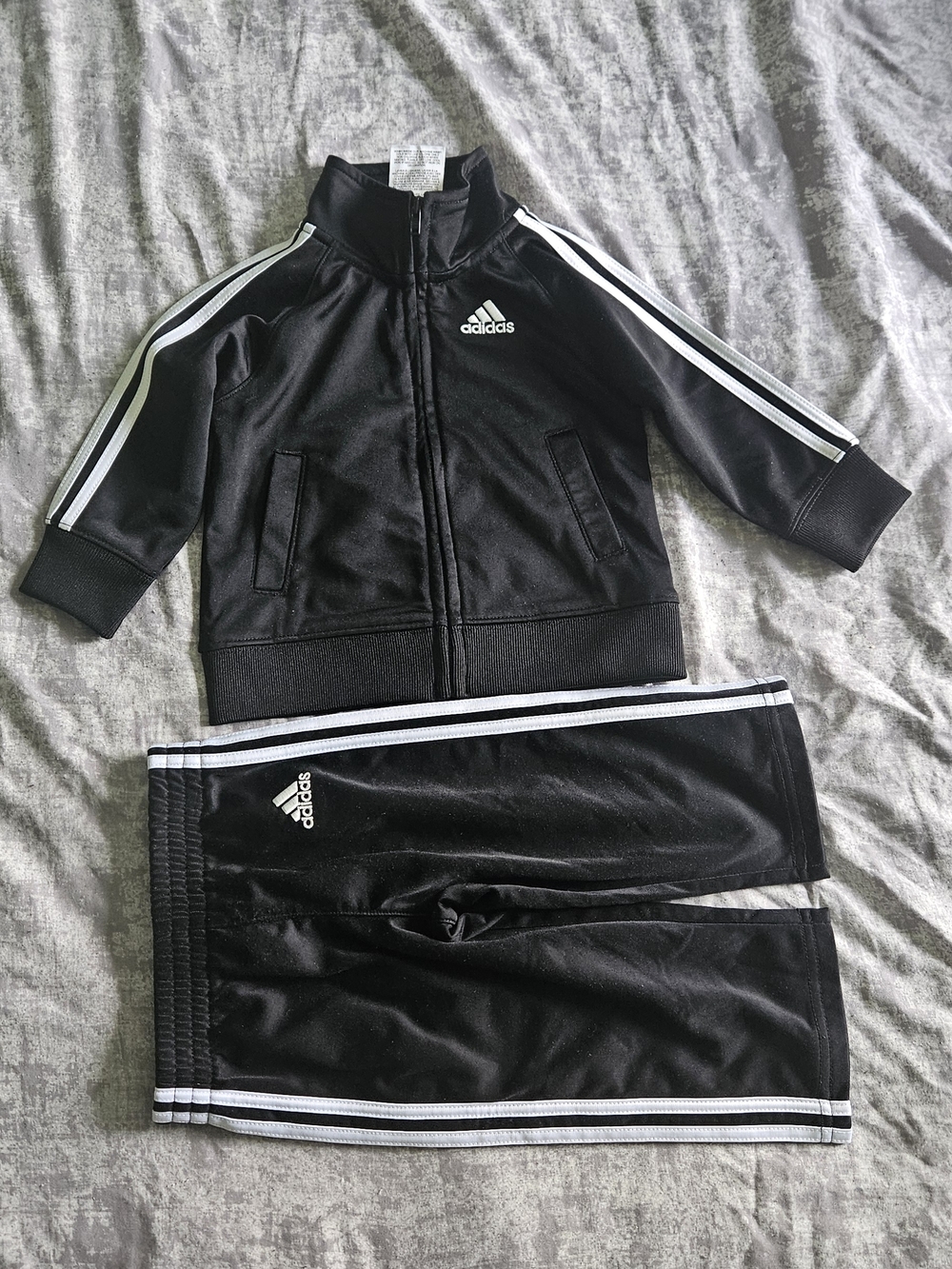 Adidas Kids Black Three-Stripe Track Jacket & Pants Set